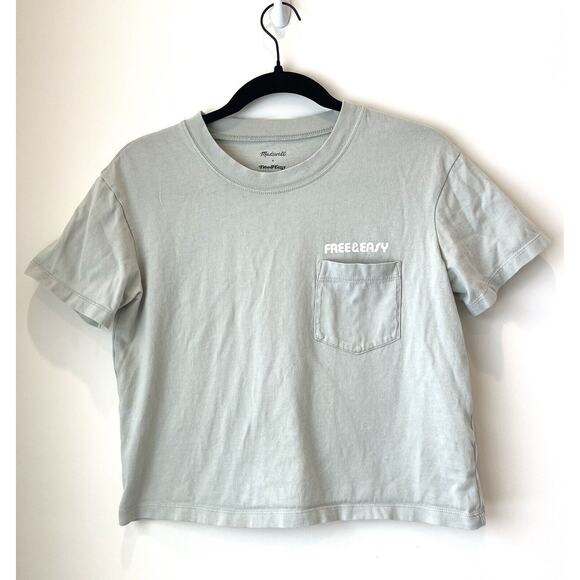 Madewell x Free & Easy Sunset Graphic Easy Crop Tee Size XXS Sage Mist Green - Picture 1 of 4
